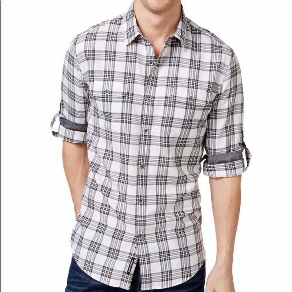 Men’s DKNY Jeans Casual Plaid Shirt - Picture 2 of 8